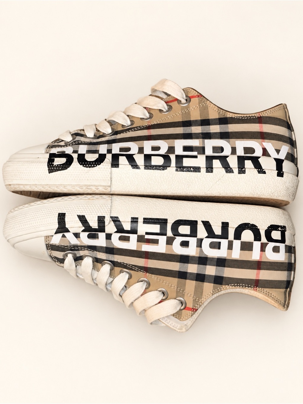 Burberry Logo Print Vintage Check Cotton Sneakers